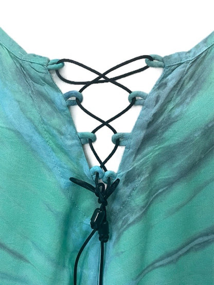 Tie dye shorts jumpsuit with front lace-up - various