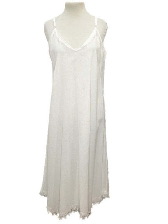 ❤Natural maxi dress with raw edge detail