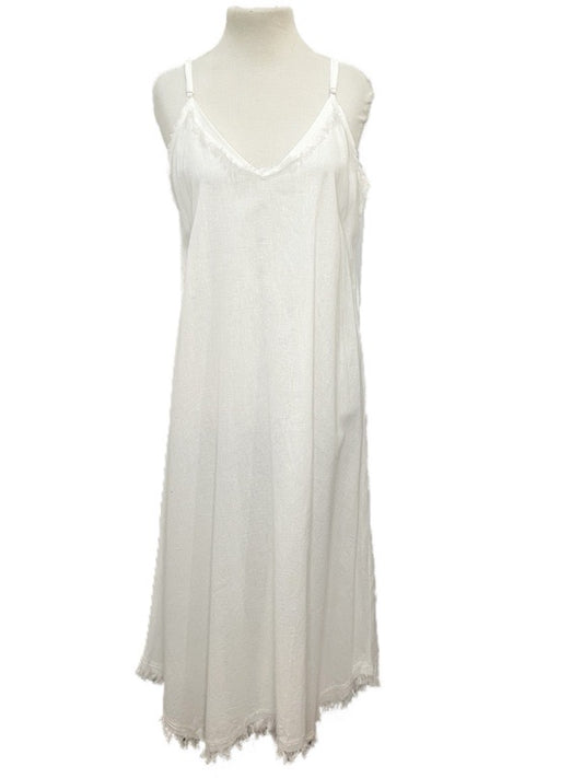 ❤Natural maxi dress with raw edge detail
