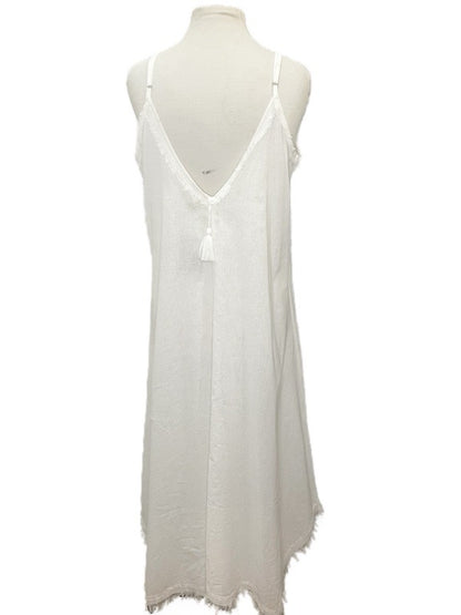 ❤Natural maxi dress with raw edge detail