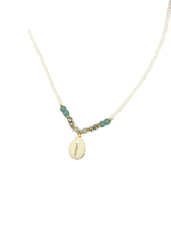 Cowry and seed bead necklace
