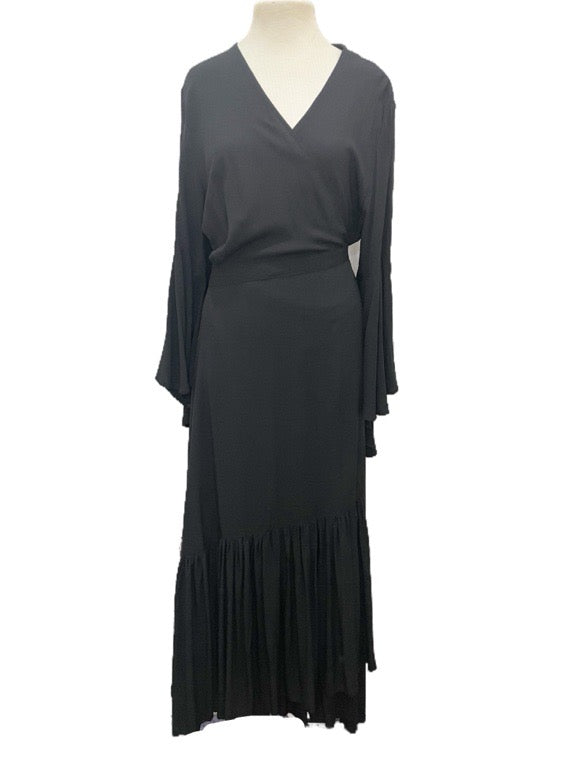 Wrap dress with long flared sleeve - various