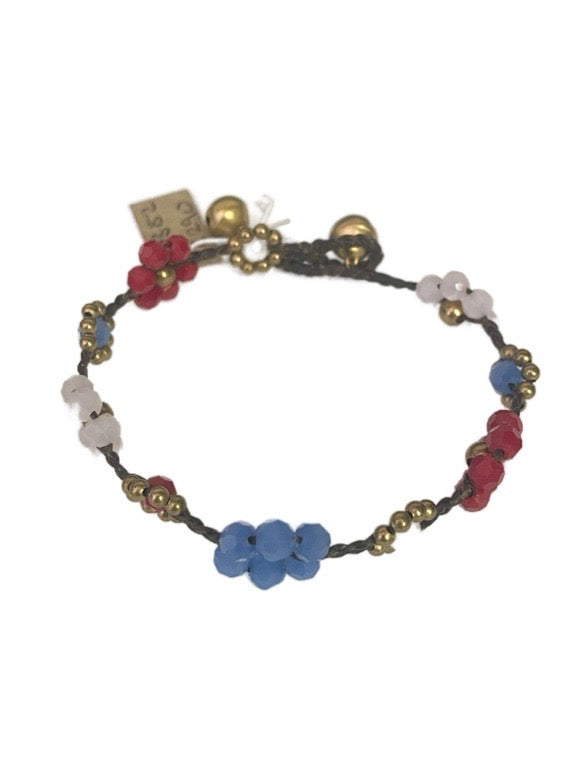 Faceted Crystal Brass flower Bracelet