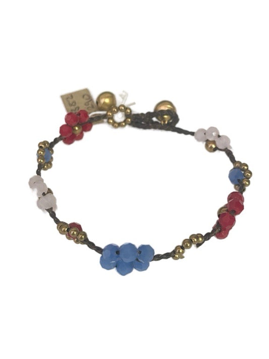 Faceted Crystal Brass flower Bracelet