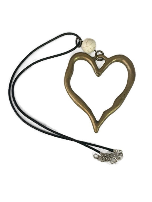 Brass heart with bead pendant