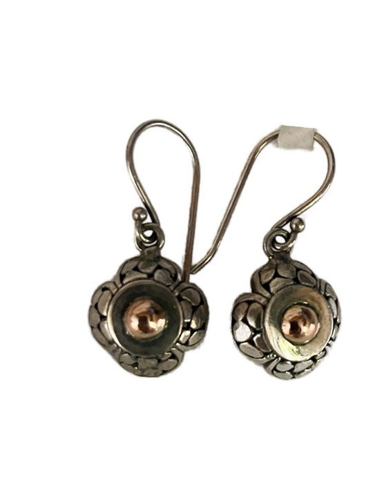 Brass and silver flower earrings