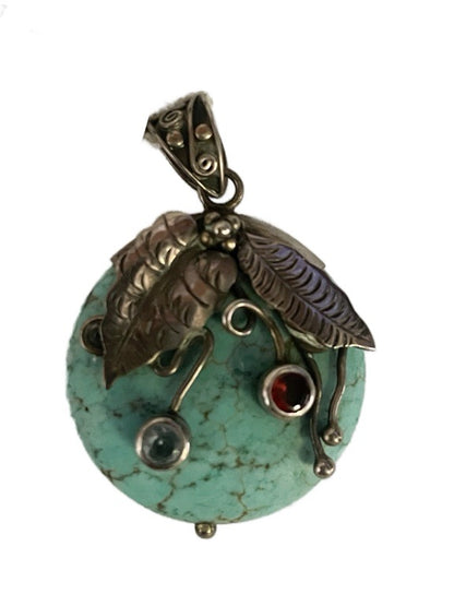 PENDENT TURQ, AQUA & GARN