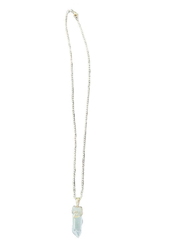 Clear quartz and gold plated necklace