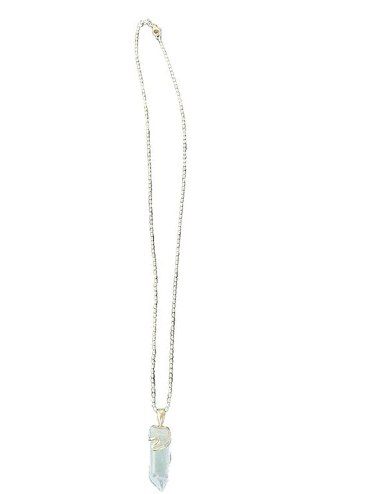 Clear quartz and gold plated necklace