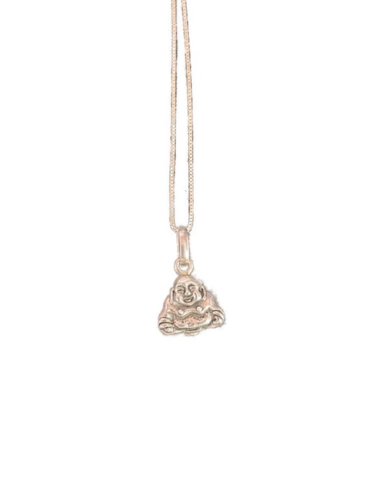 Laughing Buddha silver necklace