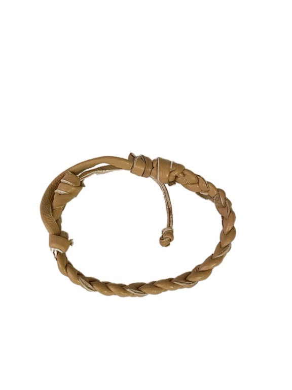 Flat plaited leather bracelet 8mm wide - various