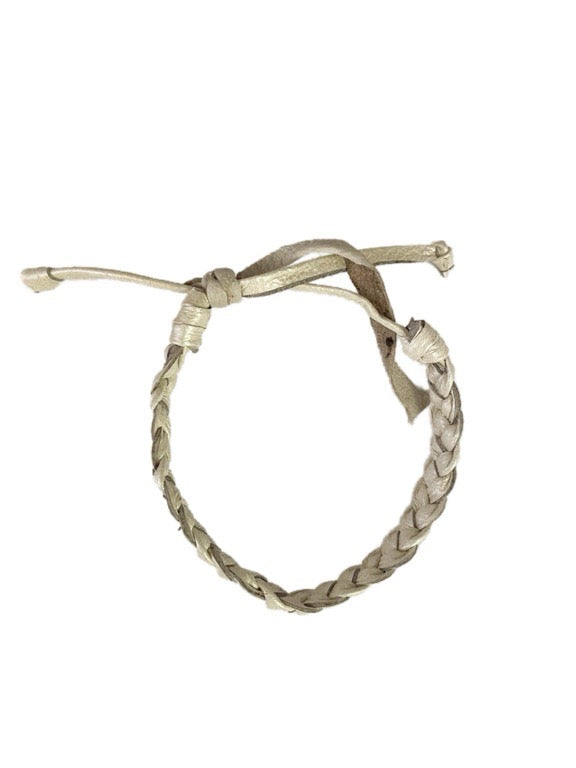Flat plaited leather bracelet 8mm wide - various