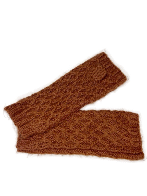 Hand warmers - cross hatch cable Brown