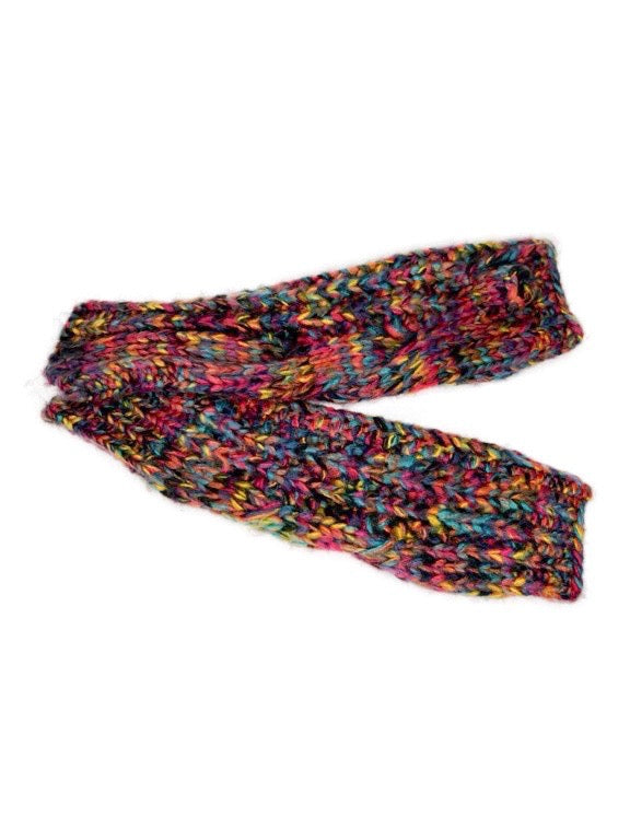 Rainbow marled yarn hand warmers