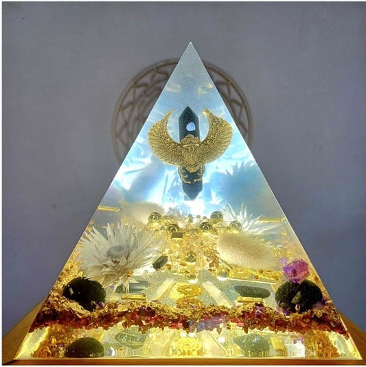 Orgonite Pyramid- Obsidian/Moonstone