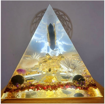 ❤Orgonite Pyramid- Obsidian/Moonstone