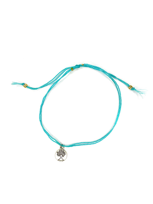 Anklet - blue string with tree charm