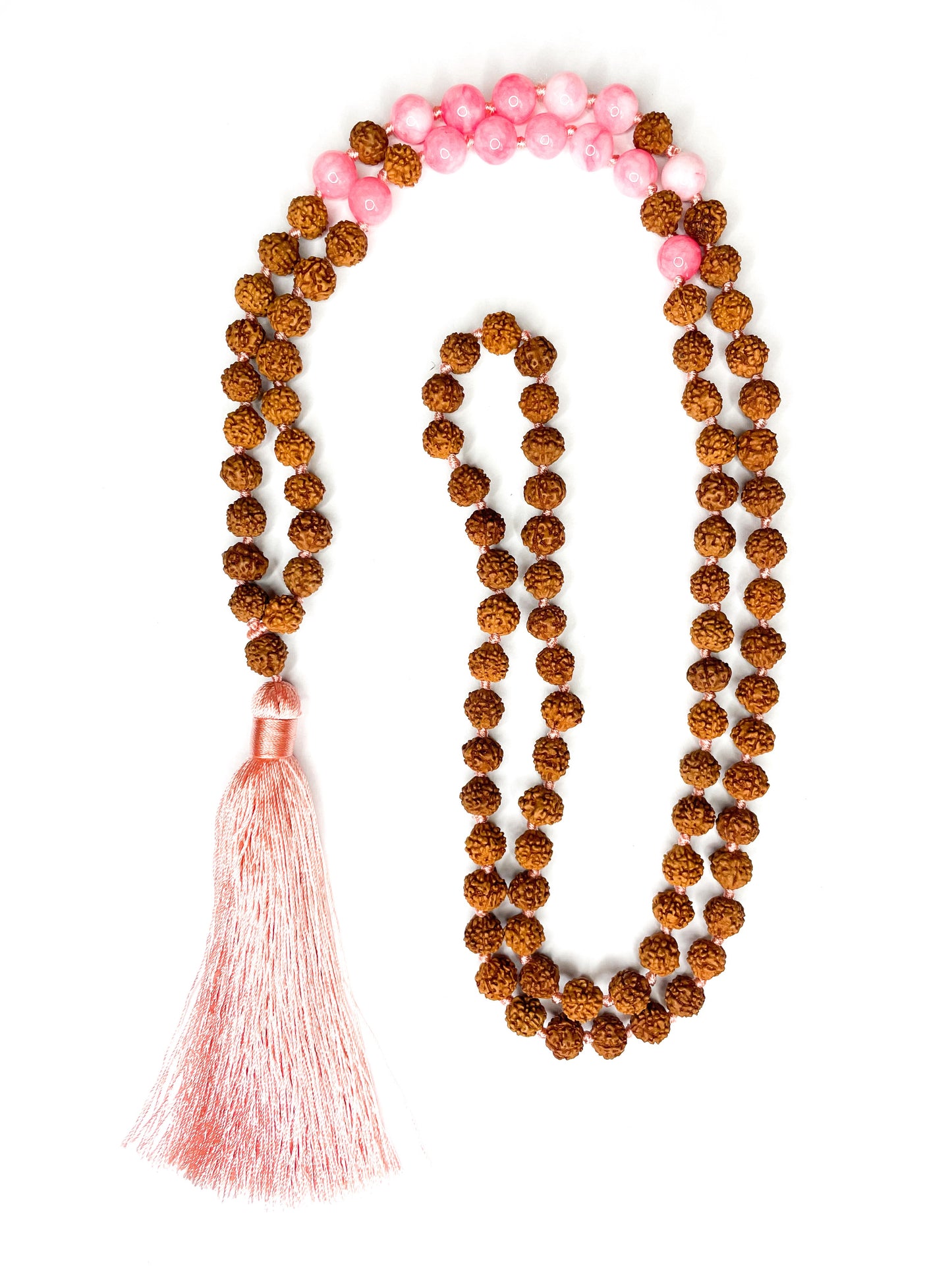 Rudraksha meditation necklace with agate crystal - 8mm - various