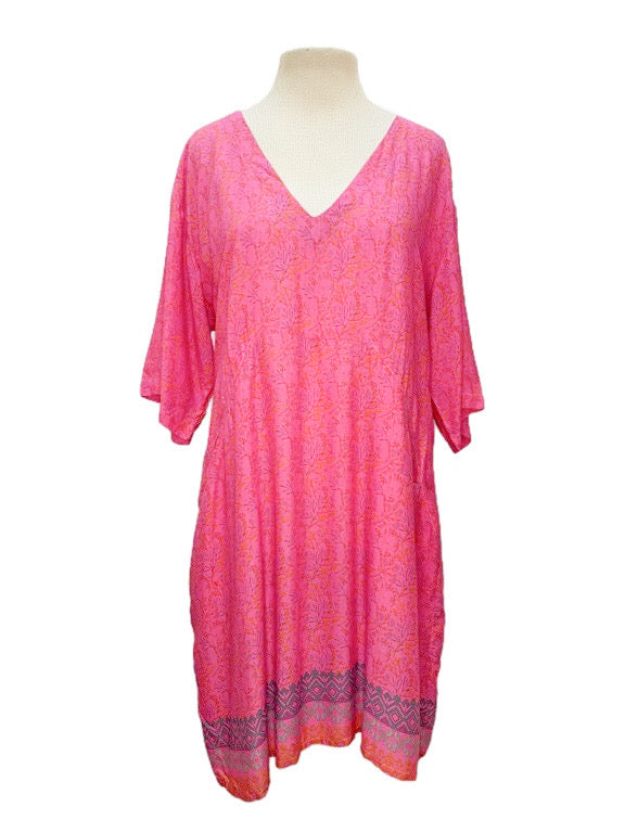 Pocket tunic dress with elbow length sleeves - various