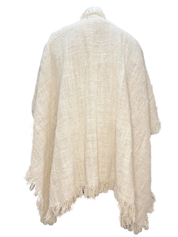 Organic ramie/cotton open weave poncho jacket - gender neutral