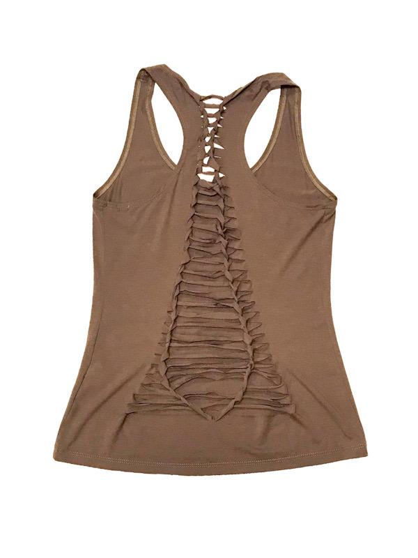 Tank top -  back plaited detail - printed and plain - W27