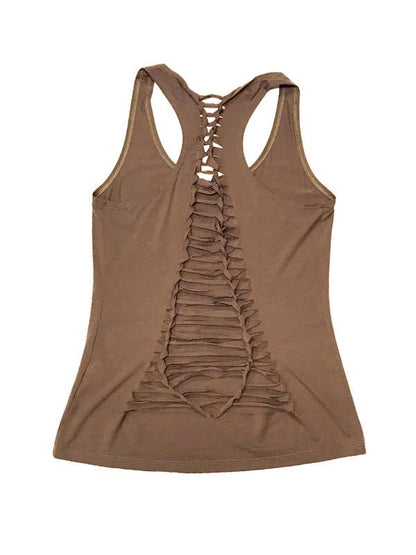 Tank top -  back plaited detail - printed and plain - W27