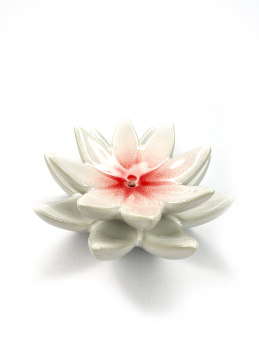Ceramic incense holder - double lotus - various
