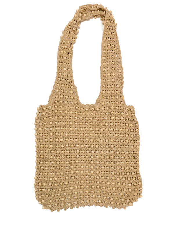 Crochet bag with wooden beads - various