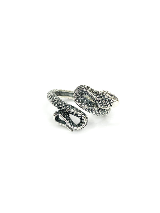 Snake silver ring open front