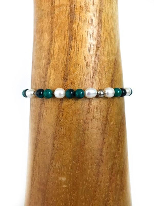 Malachite and pearl bracelet