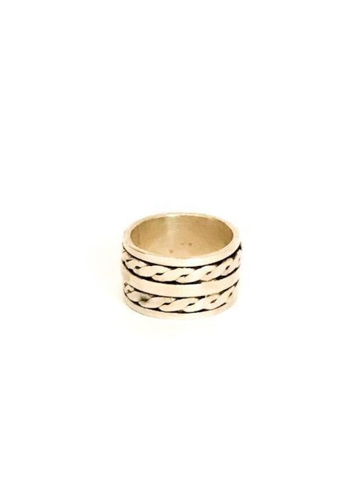 Double rope design silver ring