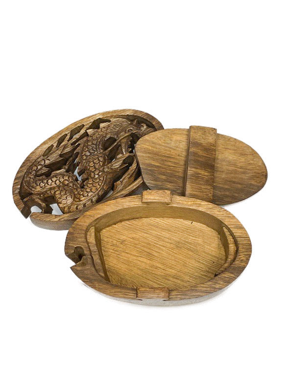 Wooden hand carved magic box - medium - various designs