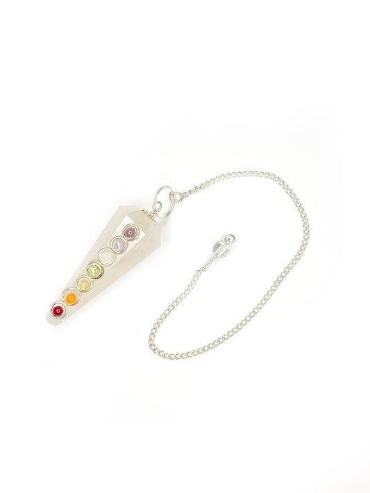 Rose quartz with chakra stones pendulum