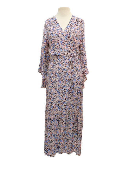 Wrap dress with long flared sleeve - various