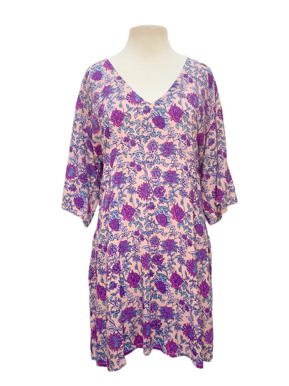 Pocket tunic dress with elbow length sleeves - various