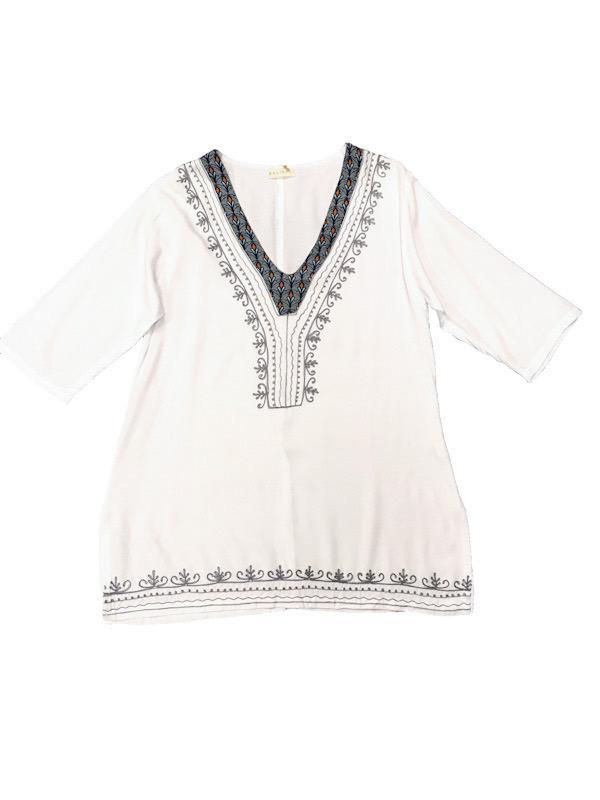 Summer Top - Tunic with embroidery & neck detail