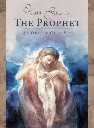 A cover image of an Oracle card set titled 'The Prophet' by Kahlil Gibran, featuring an illustration of a figure with a book.