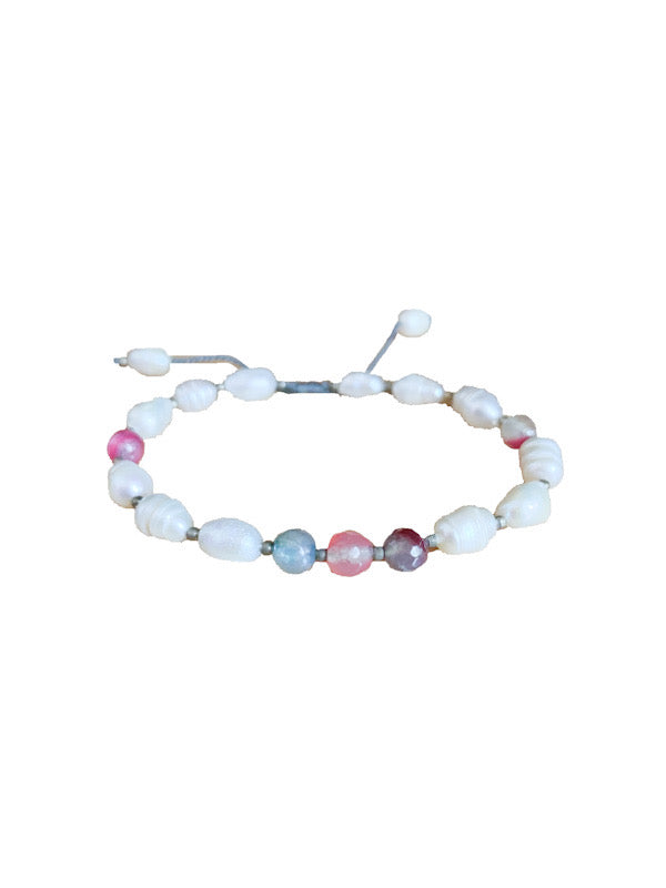 Fresh water pearl bracelet with crystals - various