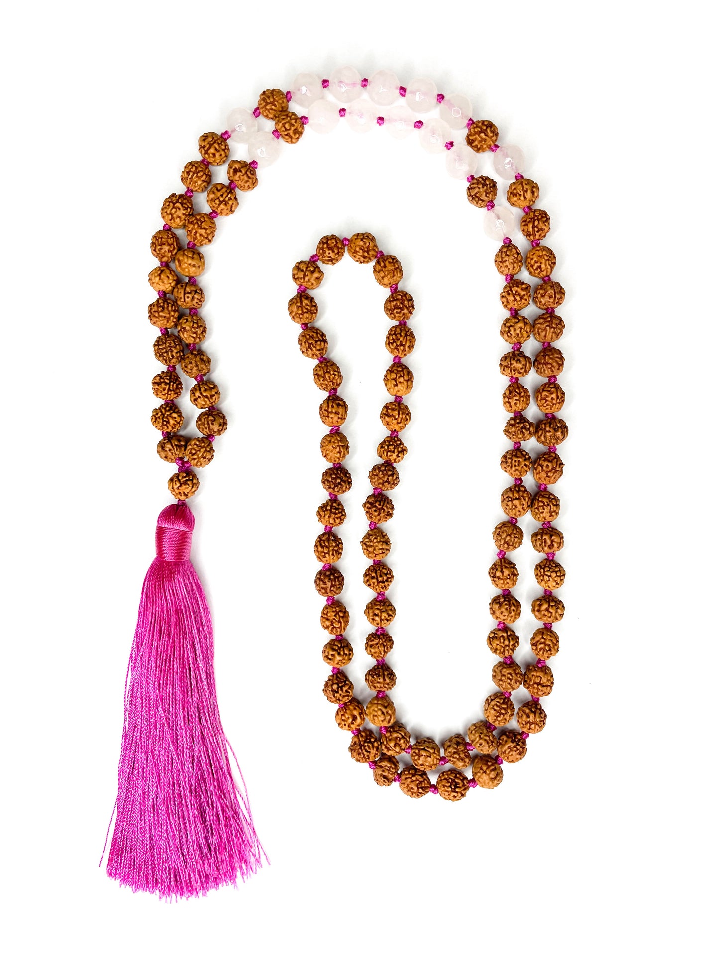 Rudraksha meditation necklace with agate crystal - 8mm - various