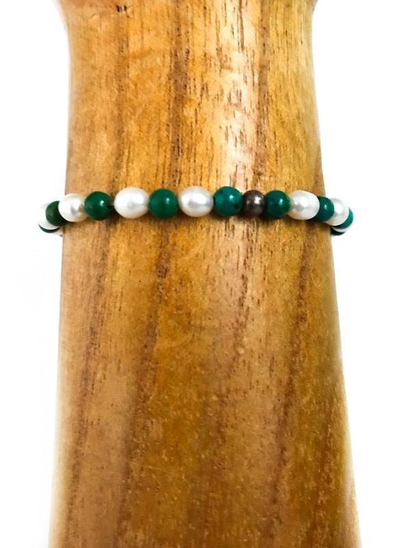 Malachite and pearl bracelet