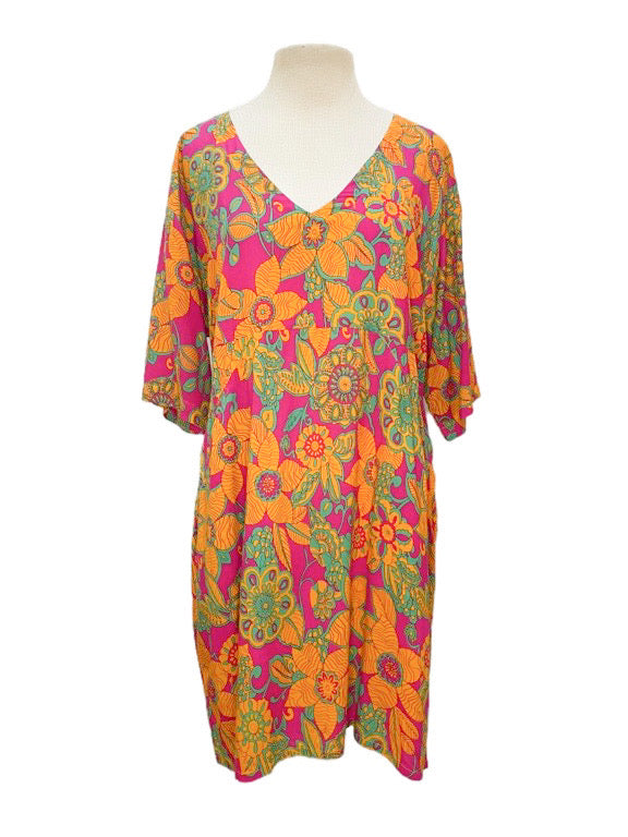 Pocket tunic dress with elbow length sleeves - various