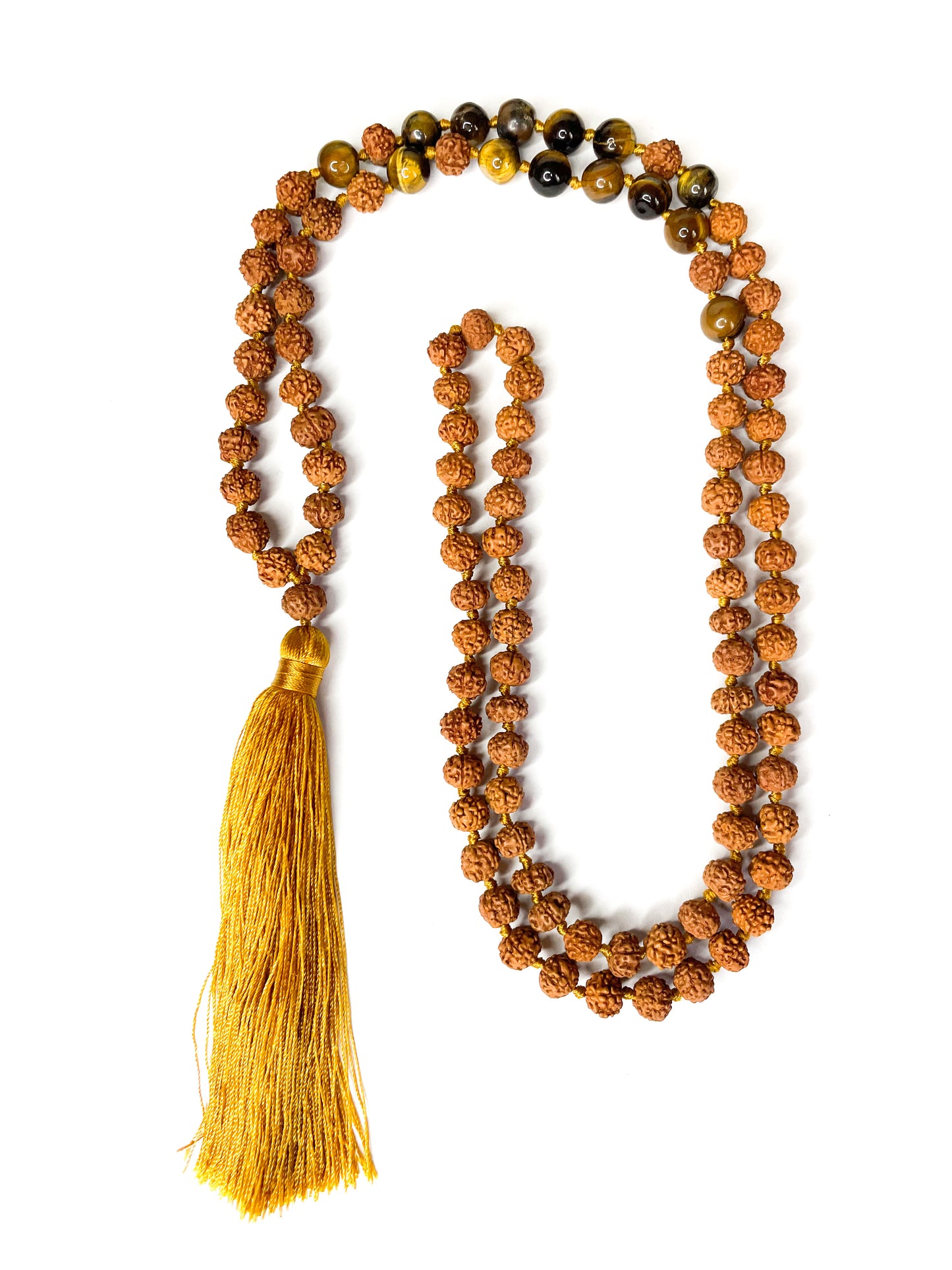 Rudraksha meditation necklace with agate crystal - 8mm - various