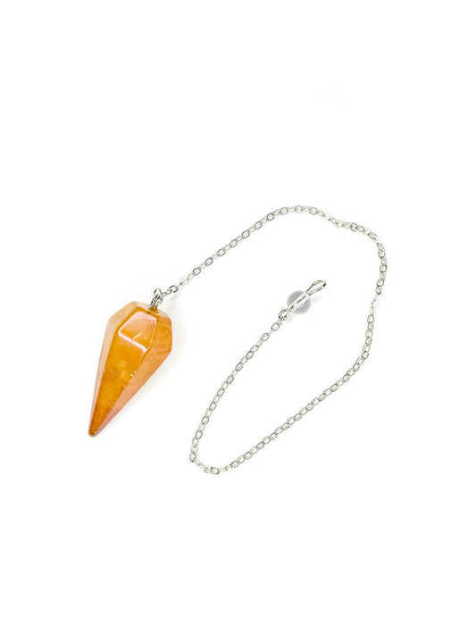 Tangerine aura quartz pendulum