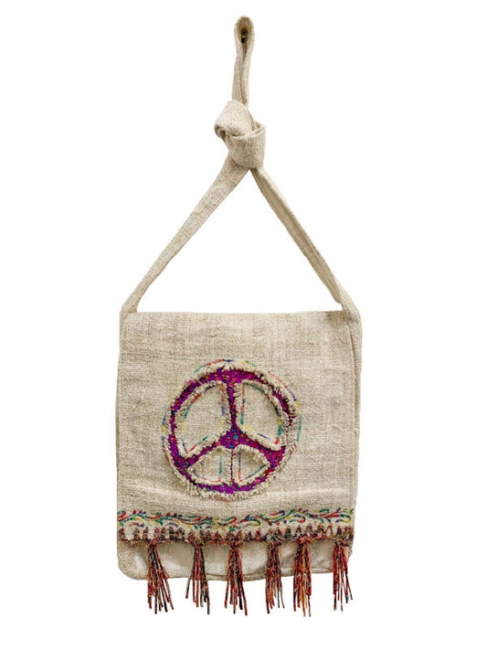 Hemp sling bag - peace