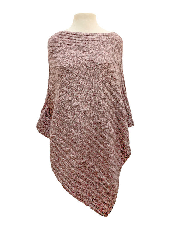 Marled yarn cabled poncho - various