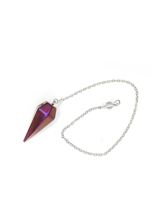 Purple aura quartz pendulum
