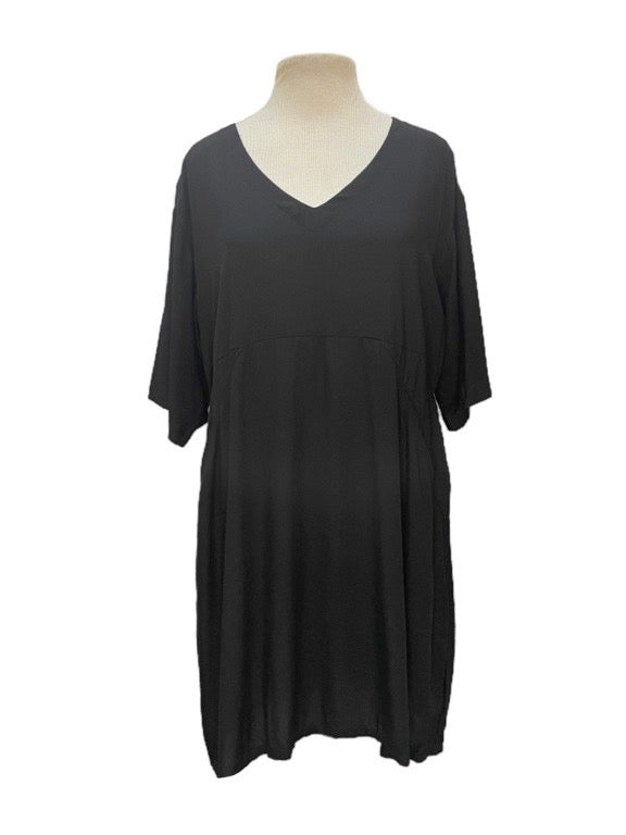 Pocket tunic dress with elbow length sleeves - various