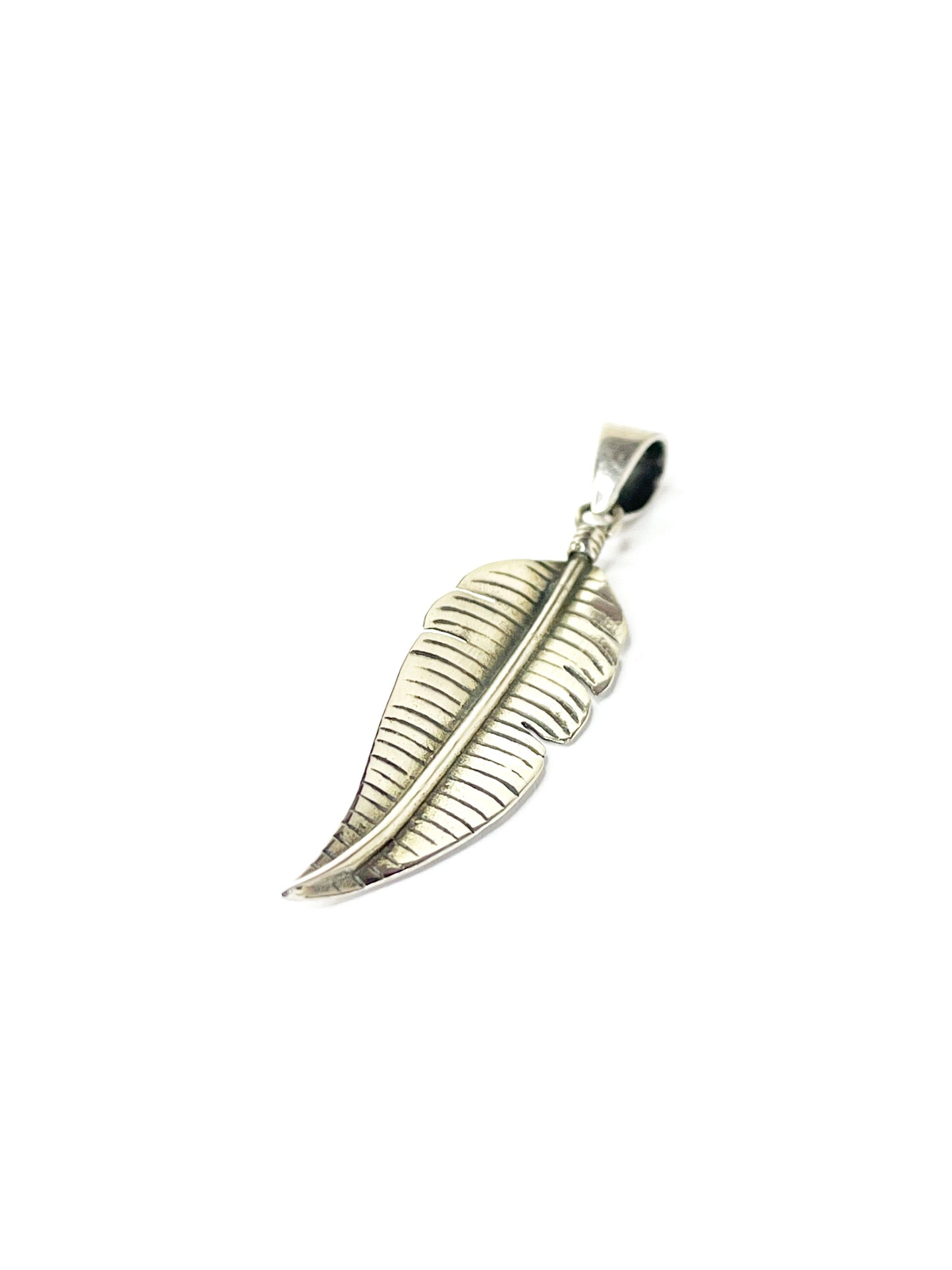 Feather pendant silver