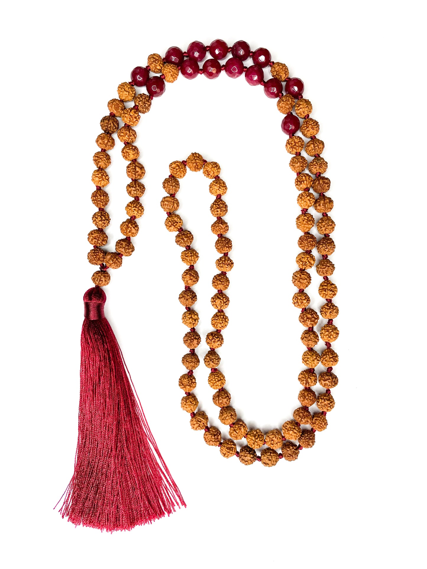 Rudraksha meditation necklace with agate crystal - 8mm - various