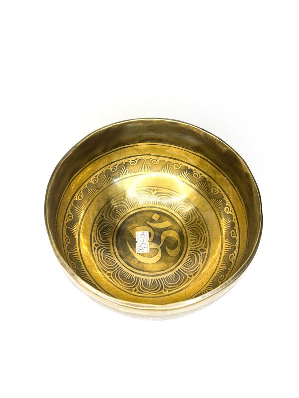 Singing Bowl Etched Tibetan hand beaten +/- 15cm diameter - various notes & designs